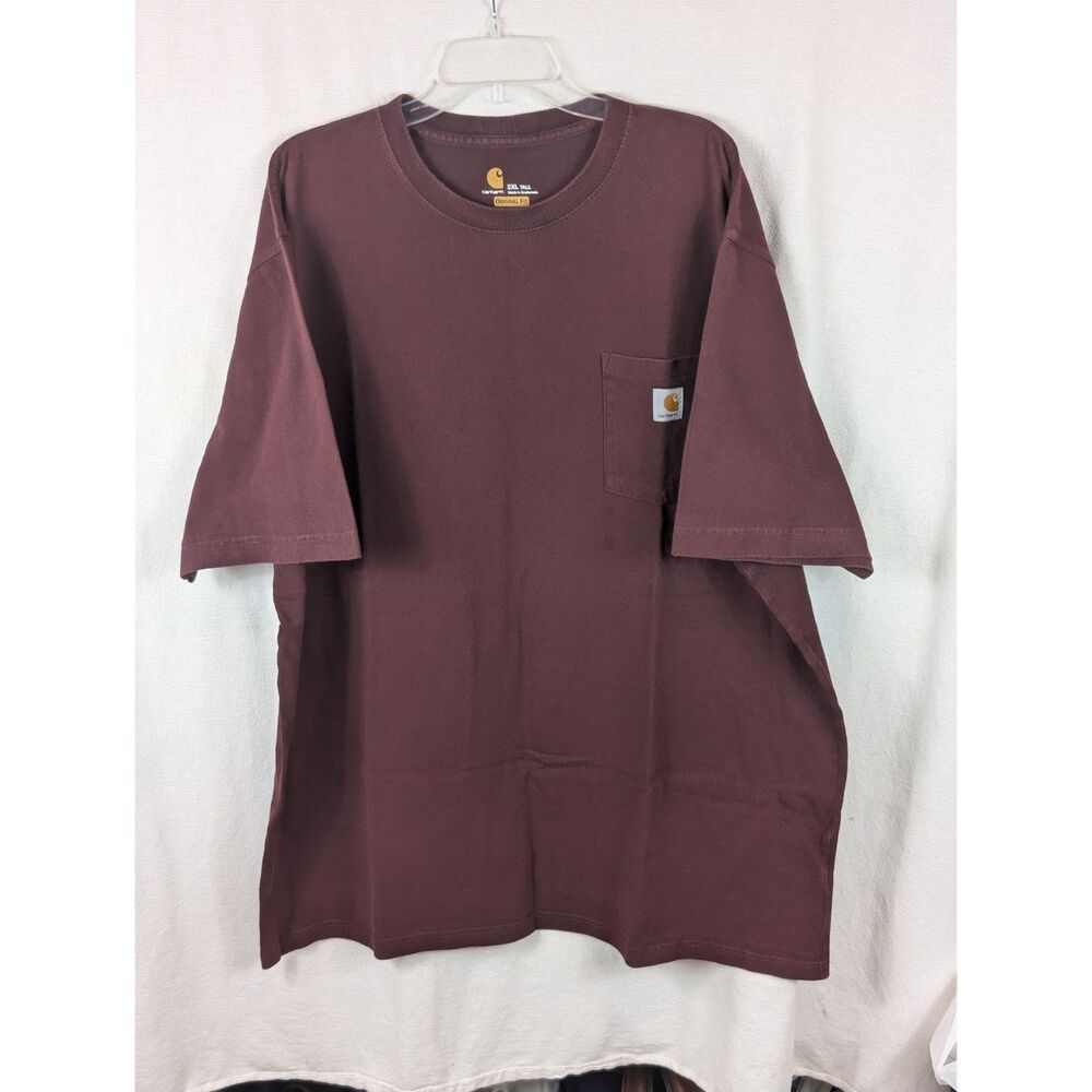 Carhartt Original Fit Front Pocket T-Shirt Maroon Men's Size 2XL Tall